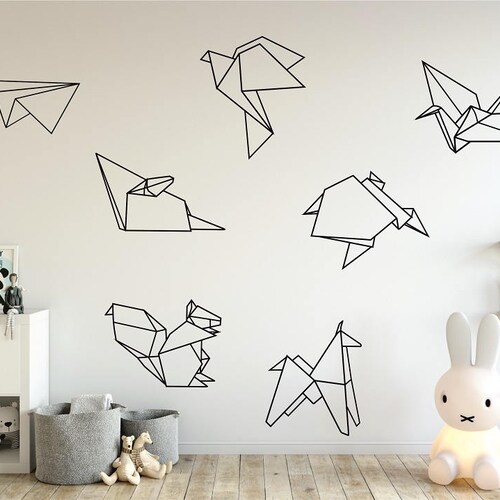 Origami Animal Wall Decals Kids Wall Decal Geometric Etsy