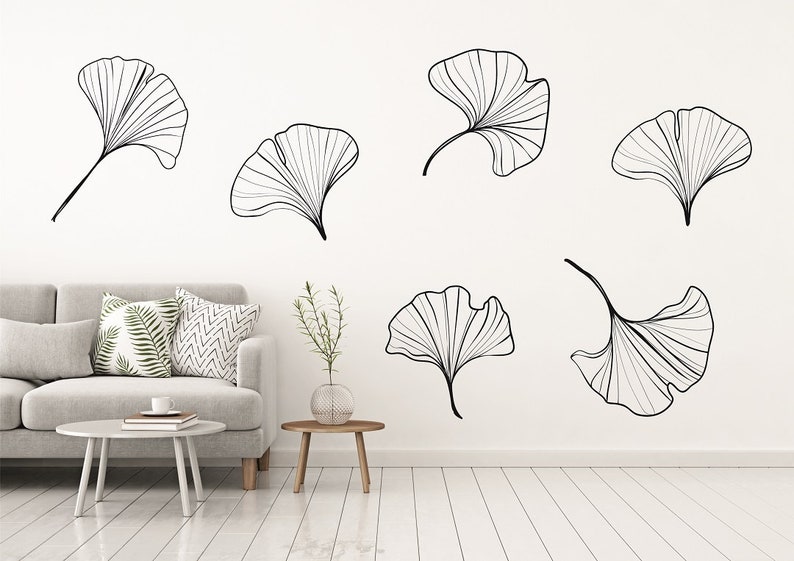 Ginkgo Leaves Wall Decal Pack of 6 Japanese Leaves Nature Etsy