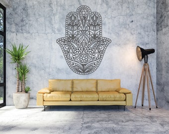 Hamsa Hand Wall Decal ,Spiritual Buddhism Wall mural, Yoga studio Decal, Mandala Art Decal, Hand of God, Sign of Protection