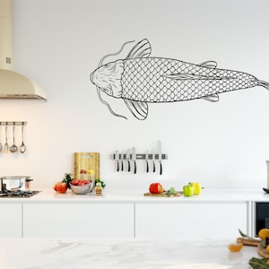 Large Koi Fish Wall Decal, Japanese, Fishing Wall Decal, Carp fish