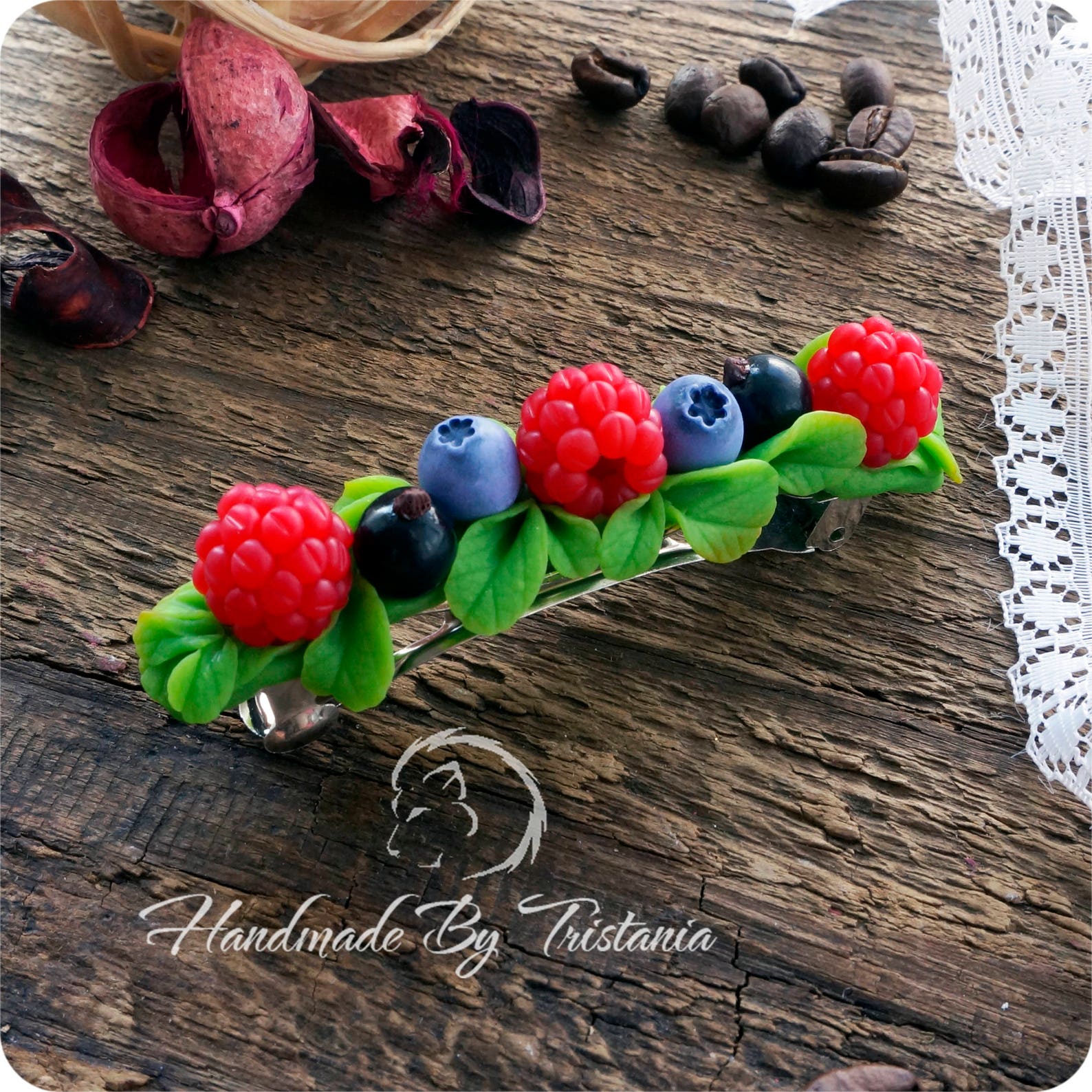 Berries Hairpin Jewelry of Polymer Clay Raspberries Barrette Etsy