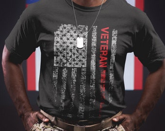 Camisa de veterano para regalo del Día de la Independencia para veteranos Camiseta con bandera de EE. UU. Regalo patriótico del Día de la Independencia para papá militar Camisa con bandera estadounidense