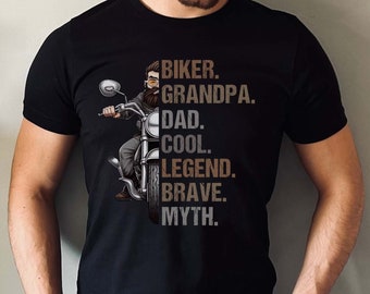 Camisa del motorista del abuelo Regalos del día del padre para el papá Camisa del motorista divertido para los amantes de la bicicleta Camisa divertida de la motocicleta Regalo fresco del abuelo Camisa del papá del motorista