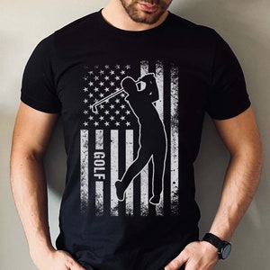 Golf USA Flag T-Shirt | Celebrate Your Love for Golf with Our Stylish Tee | Golf Lover Shirt | Short Sleeve Round Neck T-Shirt | Golf Shirt