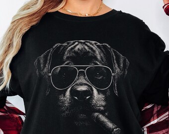 Vintage Rottweiler Smoking A Cigar Tee | Rottie Dog Shirt | Rottweiler Mom Shirt | Rottie Mama Shirt | Rottie Gift