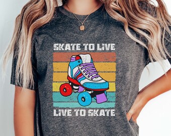 Skate to Live, T-shirt Live To Skate | Idée cadeau parfaite pour patineur à roulettes | T-shirt élégant et stylé | Exprimez votre amour pour le patinage à roulettes