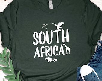 South Africa T-Shirt Safari Tee Perfect Gift For Animal Lovers South African Traveler Shirt Wildlife Lovers Tshirt Animal Print T-Shirts