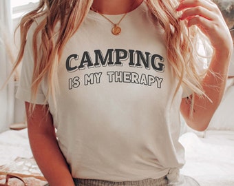 Camping T-Shirt Nature Lover Tee Camping Therapy Shirt Camping Lover Shirt Funny Camping T-Shirt Gift for Camping Lovers Adventure Shirt