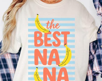 Nana Gift Shirt | Funny Grandma Tee with Banana Fruit Theme & Vintage Stripes