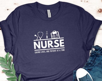 Nurse Saving Lives, One Patient at a Time T-Shirt | Perfect Gift Idea for Nurses | Wear Your Dedication with Style | Unique Nursing T-Shirt