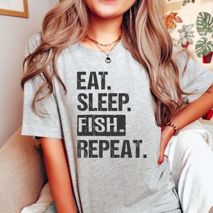 Fishing T-Shirt Gift for Fishing Lover Custom Fishing Shirt Fishing Gift Idea Eat Sleep Fish Tee Fishing Gift Her Adventure Tee Gift for Dad