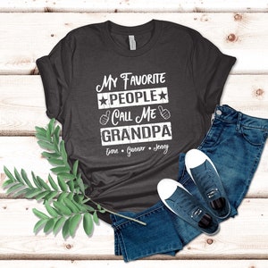 Shirt For Grandad - My Favorite People Call Me Grandpa - Adult Unisex Tee | Grandpa Gift Shirt | Grandpa Tee Shirt | Gift From Grandkids Heather Dark Gray