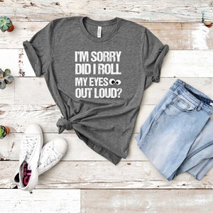 Roll My Eyes Adult Unisex Tee - Funny Sarcasm T-Shirt with Witty Sayings for Men Women Heather Dark Grey