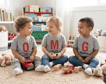 Gift For Triplets - OMG Yes We Are Triplets - 3 Matching Toddler Tees | Triplet Baby Clothes | Triplet Set | Triplet Gifts