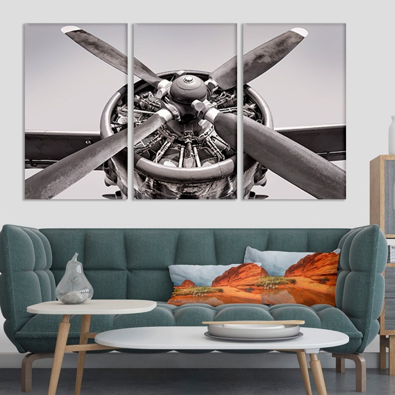 Aircraft Wall Art Engine Canvas Airplane Military Print Plane