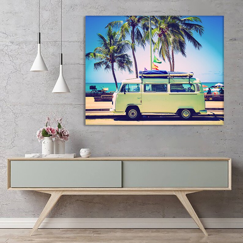 VW Camper Van Vintage Large Wall Art Poster Print