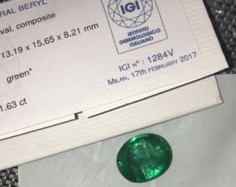 Colombian emerald IGI certificate Ct. 11.63 Oval cut