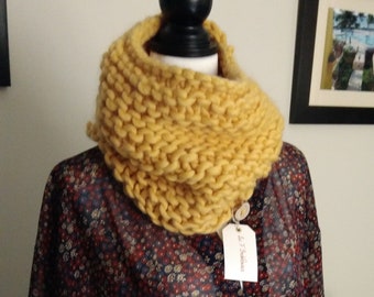 Snood, tube scarf, neckerchief, knitted entirely by hand in 100% natural coarse wool