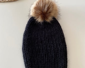 Handmade natural wool knitted hat seasonal accessory