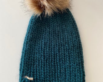 Handmade natural wool knitted hat seasonal accessory