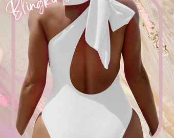 BRIDE | WIFEY | MRS Personalised 'Ibiza' Embellished Swimsuit/Costume (Perfect for a Hen party, Hen do, Honeymoon, Staycation, Holiday)