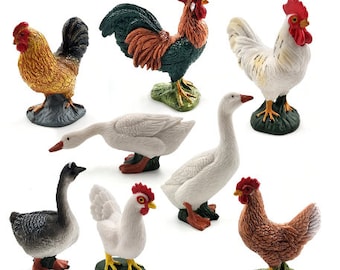 small plastic toy chickens