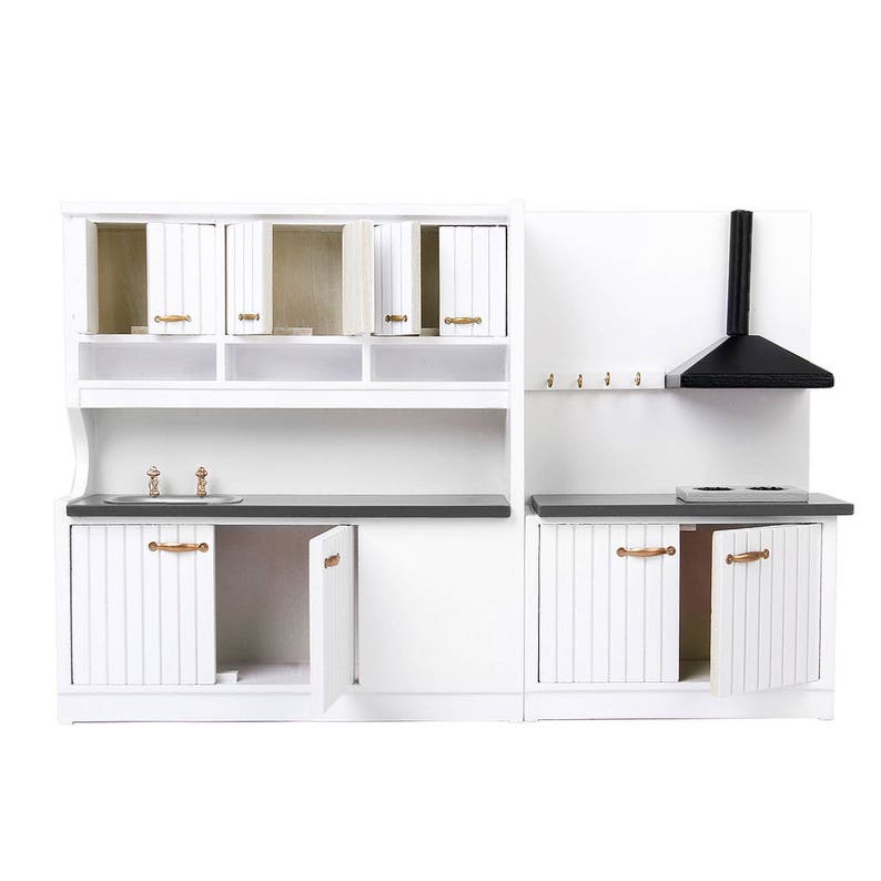1/12 Scale Dollhouse Furniture Wooden Kitchen Set Pretend Play Etsy