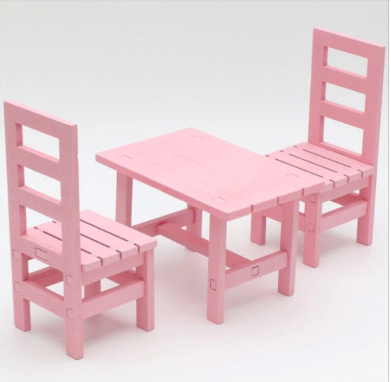 DIY Dollhouse Furniture Playset Wooden Table Chair for Barbie Etsy
