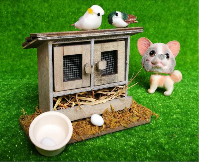 1/12 Miniatures Dollhouse Wooden Simulation Chicken Coop Etsy