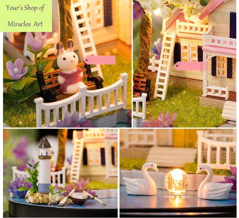 Diy Miniature Wooden Doll House Furniture Kits Toys Handmade Etsy