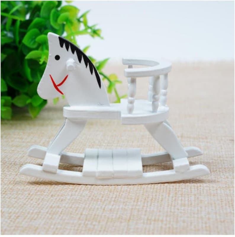 1:12 Dollhouse Miniature Furniture Children Room Wooden Horse Rocking Chair