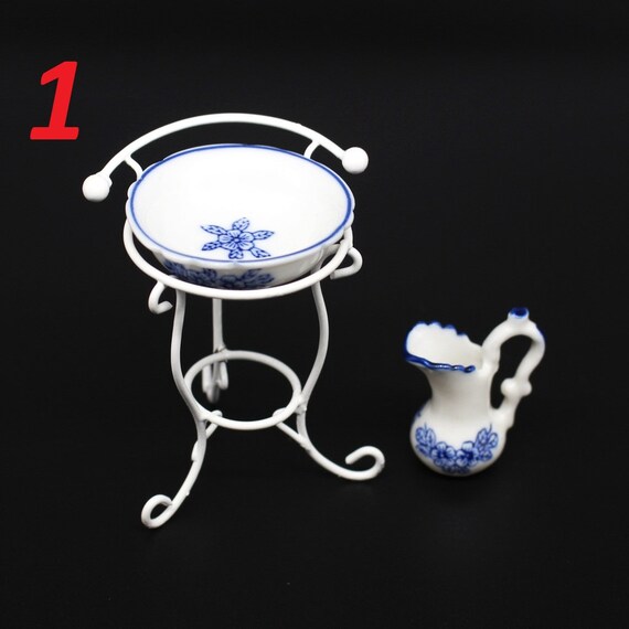 1:12 Dollhouse Miniature Ceramics Basin White Pots Model Accessories L2