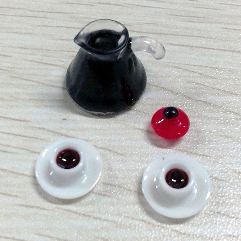 3 Piece Set Coffee Pot Cup and Saucer Dollhouse Miniature | Etsy