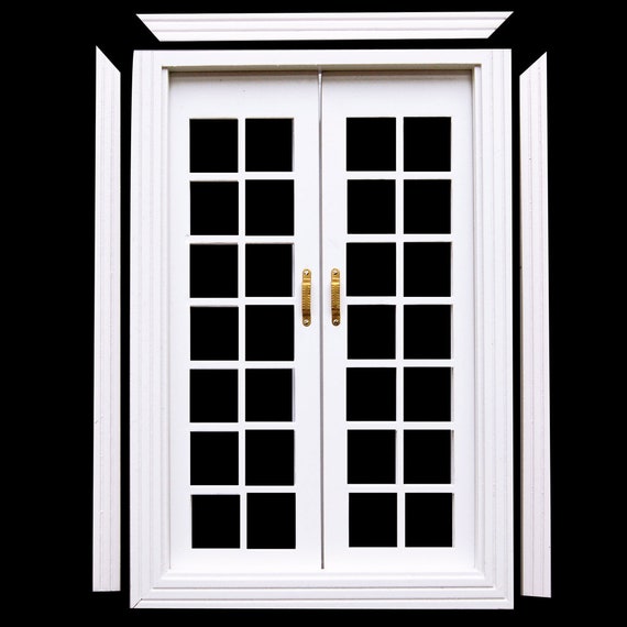 1 12 Dollhouse Miniature Exterior Wooden French Door White Etsy