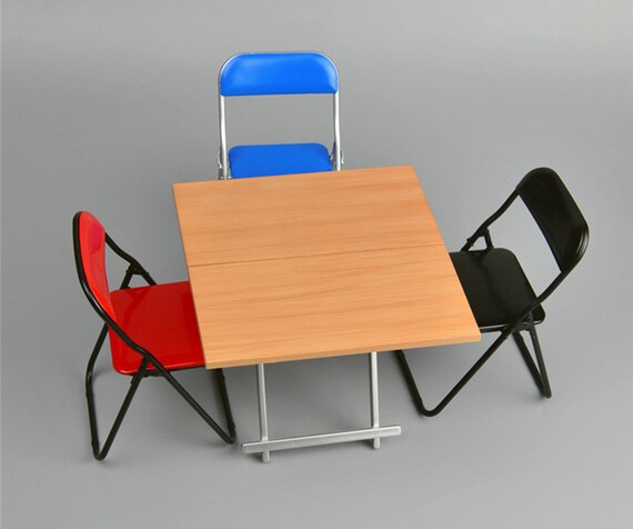 Dollhouse Miniature Furniture Toys 1 6 Foldable Desk Chair For Etsy