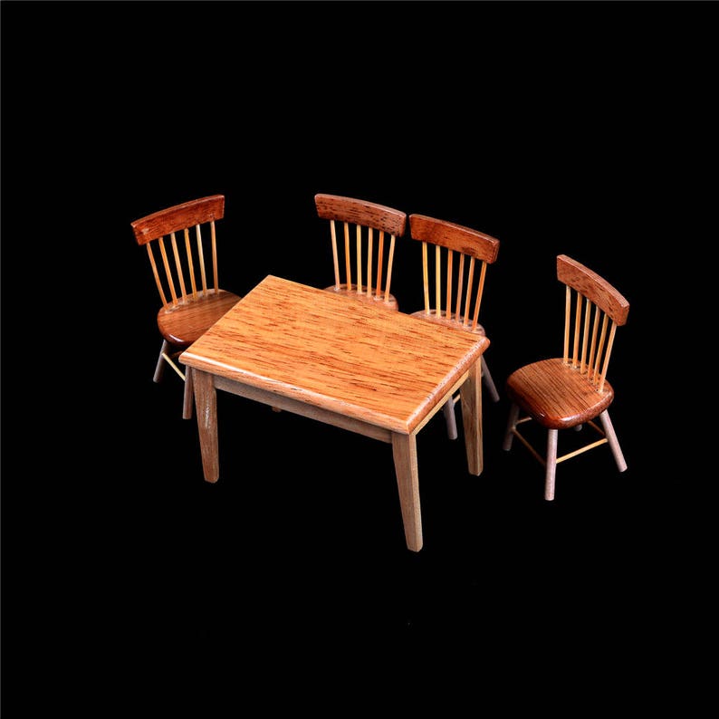 5 piece wooden Model table chair a Manger Set Furniture Doll Etsy