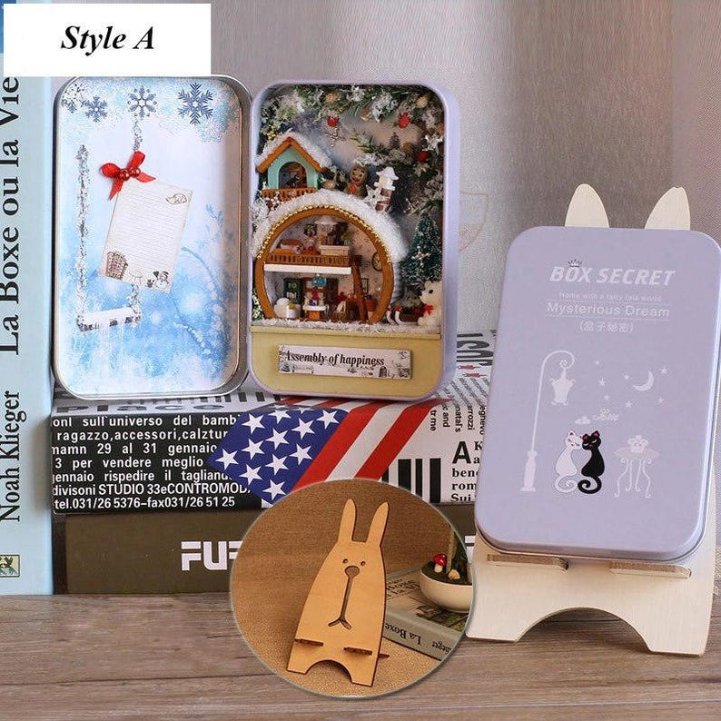 FREE shipping!!3D Wooden DIY Handmade Box Theatre Dollhouse Miniature Box Cute Mini Doll House Assemble Kits Gift Toys