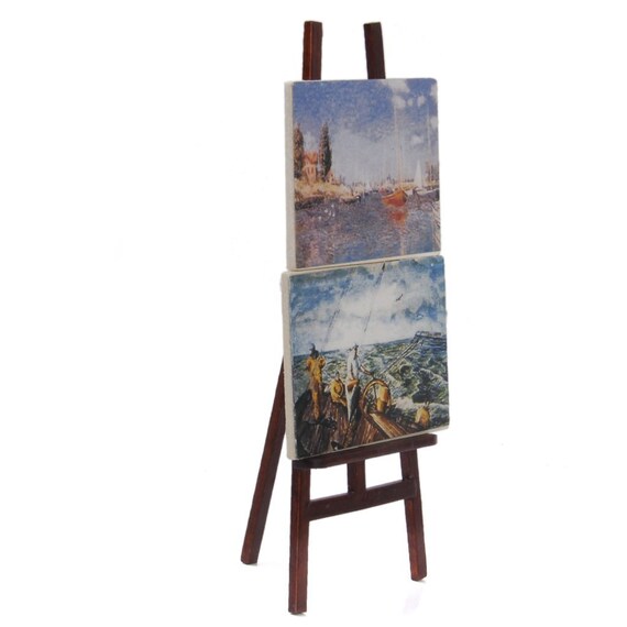 1//12 Miniature Wood Artists Easel Painting Holder Dollhouse Decor Wood Color