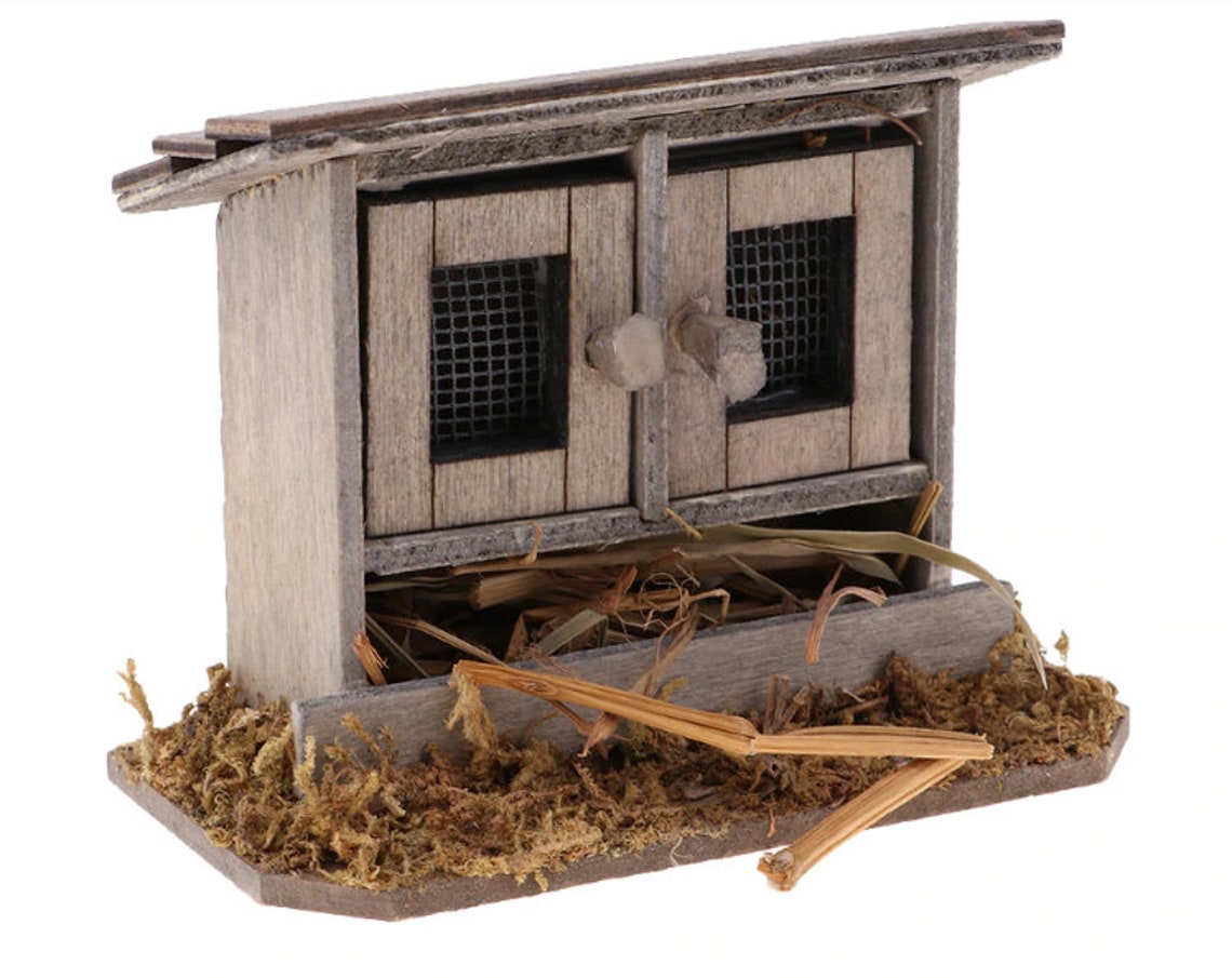 1/12 Miniatures Dollhouse Wooden Simulation Chicken Coop Etsy