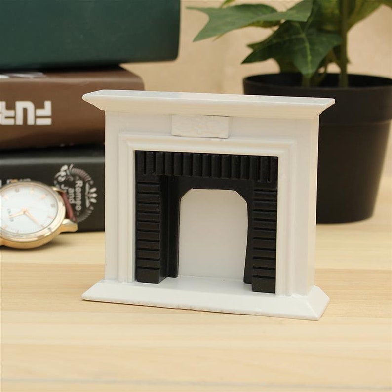 1/12 escala miniatura hecho a mano DIY chimenea blanca casa de | Etsy