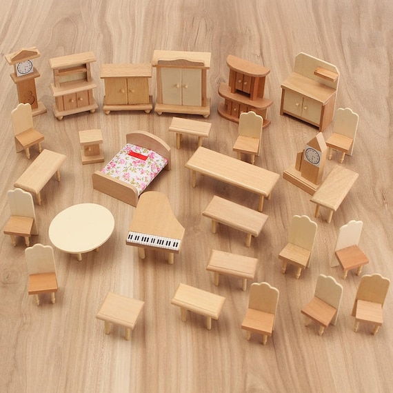 unpainted wooden dolls house