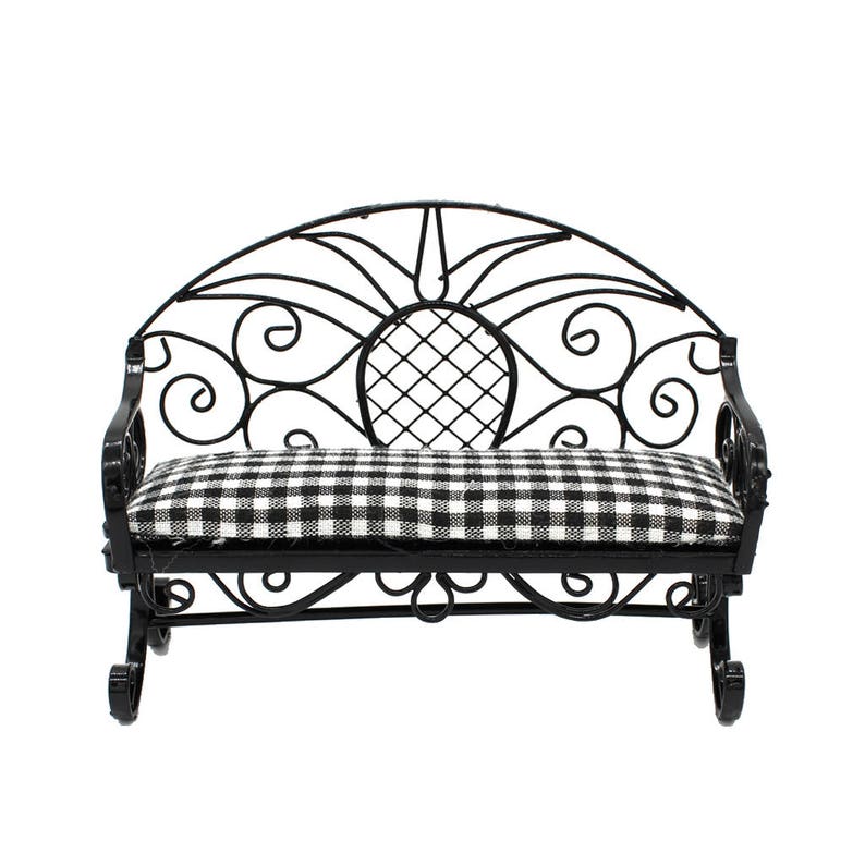 1//12 Dollhouse Miniature Room Furniture Double Couch Sofa Model Set Black