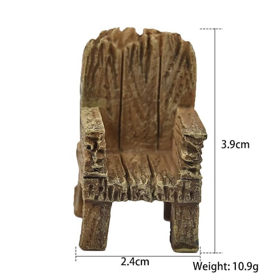 2pcs Mini Simulated Wood Chair Ornament Resin Craft Micro Landscape Home Decor