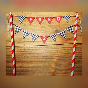 Chequered Flag Cake Bunting Cake Topper - any colours to match theme