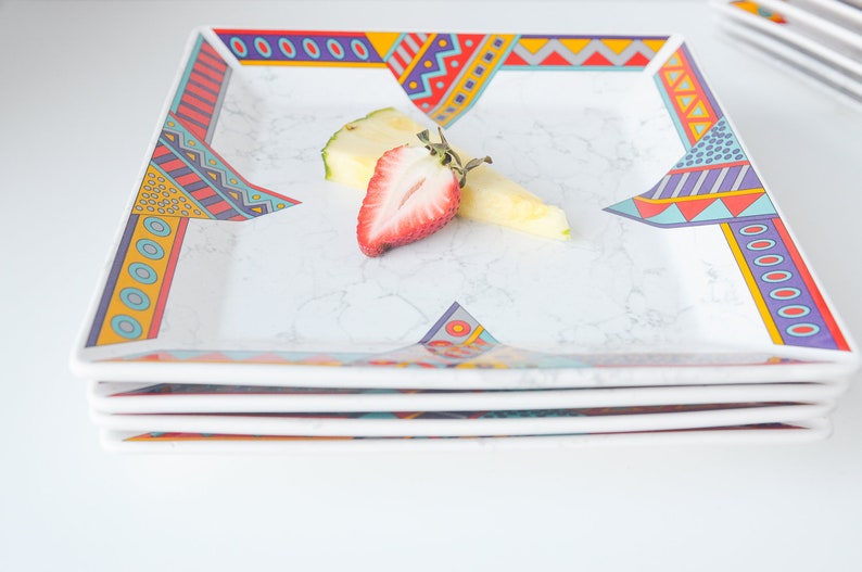 Post Modern Vintage Waechtersbach Dinner /& Side Plates WAE5 Decor Pattern Eighties 80s Home Made in Germany Unique Vintage Find