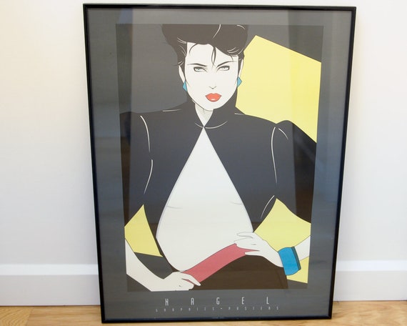 Vintage 80s Patrick Nagel Print in Original Frame // Open Jacket
