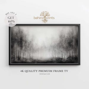 Black And White Forest Samsung Frame TV Art Minimalist Nature Digital Wall Art Winter Woodland Decor Download For Living Room