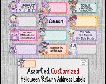 Personalized Halloween address labels Kids Halloween Party Address stickers Halloween mail Halloween return address labels envelope Seals