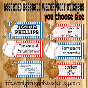 Baseball Dishwasher safe and Waterproof Kid&#39;s Labels name sticker Base ball Daycare Stickers name tags School name stickers This belongs to