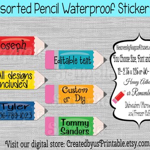 School supply pencil labels Dishwasher safe and Waterproof name stickers Kid&#39;s Labels School labels personalized name labels pencil stickers
